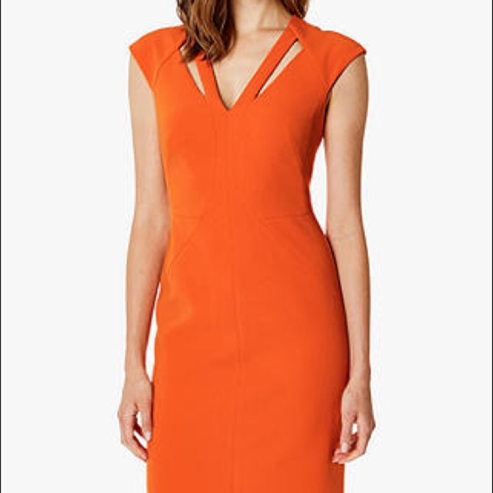 Karen Millen Mock Cut Out Pencil Dress, Orange